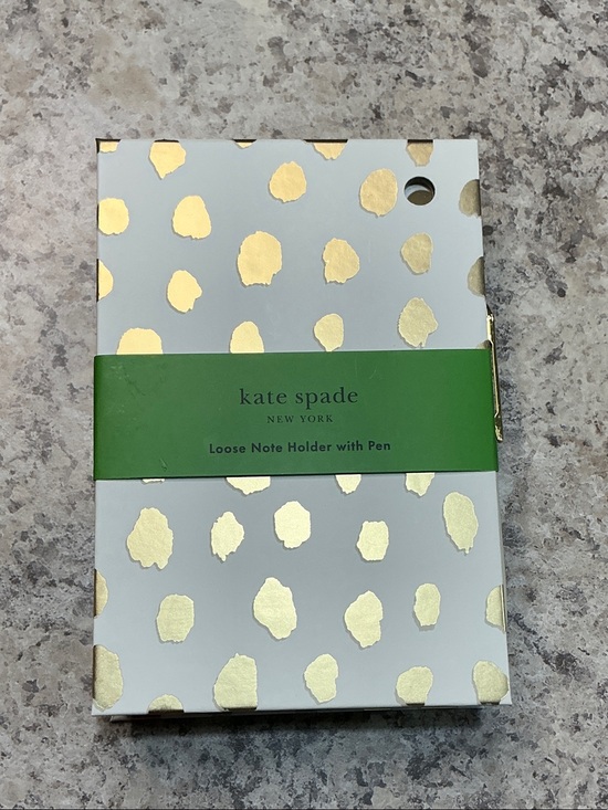 kate spade Other - kate spade White Notebook with Gold Foil Dot Pattern and Green Band